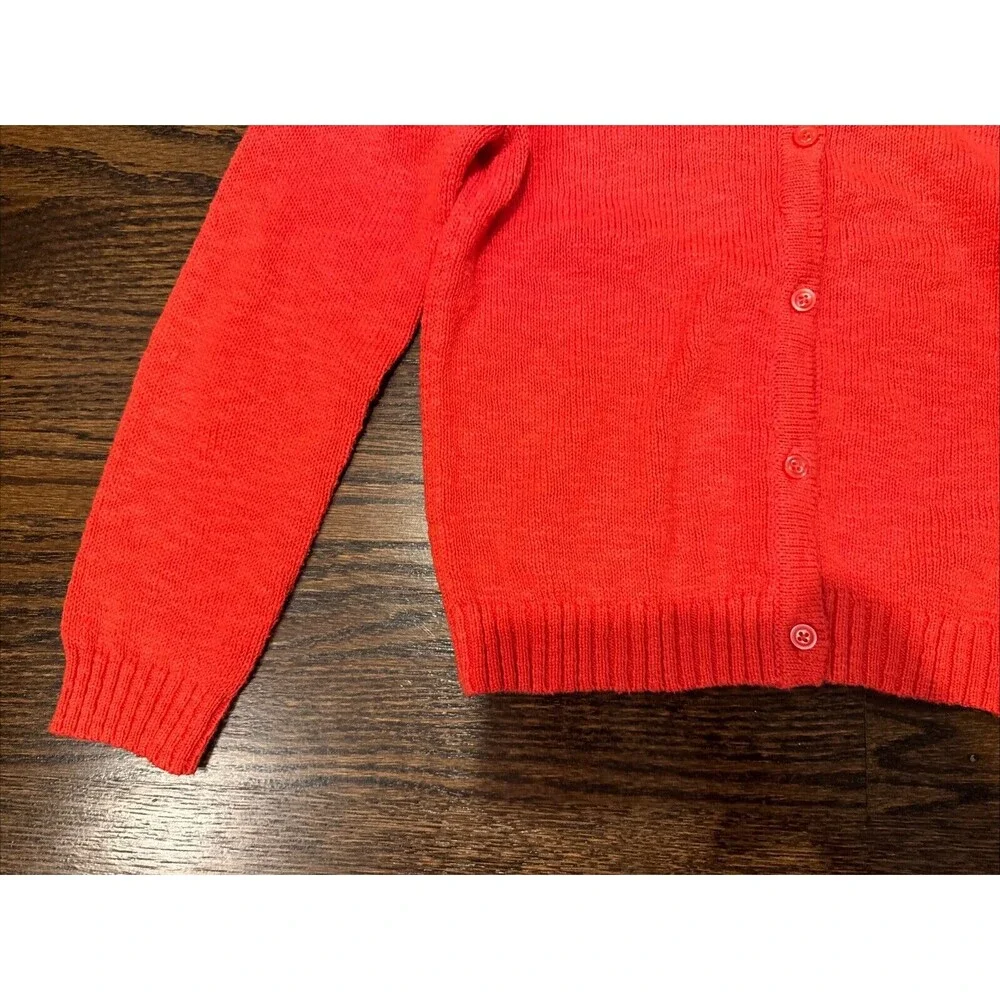 Gymboree Girls Orange Red Button Front Knit Cardigan Sweater Size M 7-8‎